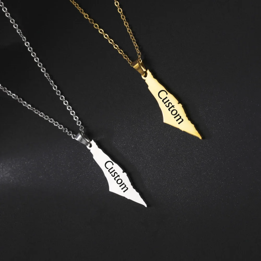 Palestine Map Duo Necklace Set with Engraving