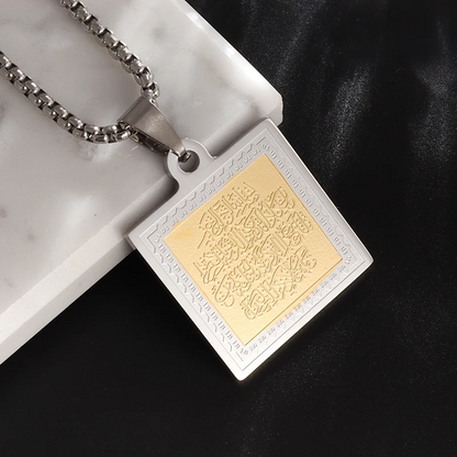 Golden Scripture Square Pendant