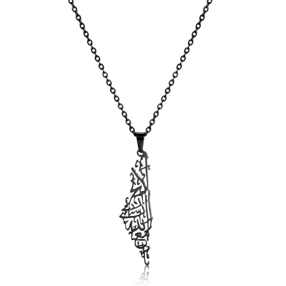 Arabic Motif Palestine Map Pendant Necklace